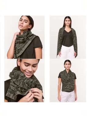 Lululemon NWOT Yoga Vinyasa camouflage convertible wrap scarf post workout green